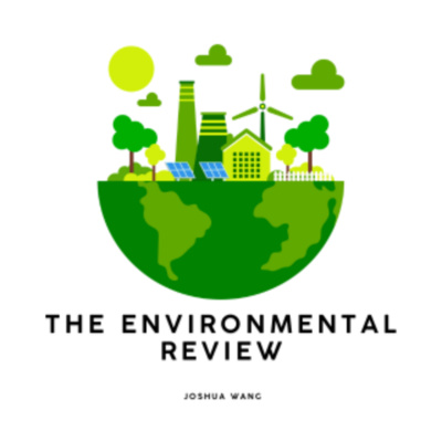 Stylized globe with environmental and industrial elements above, featuring solar panels, wind turbines, and factory structures.